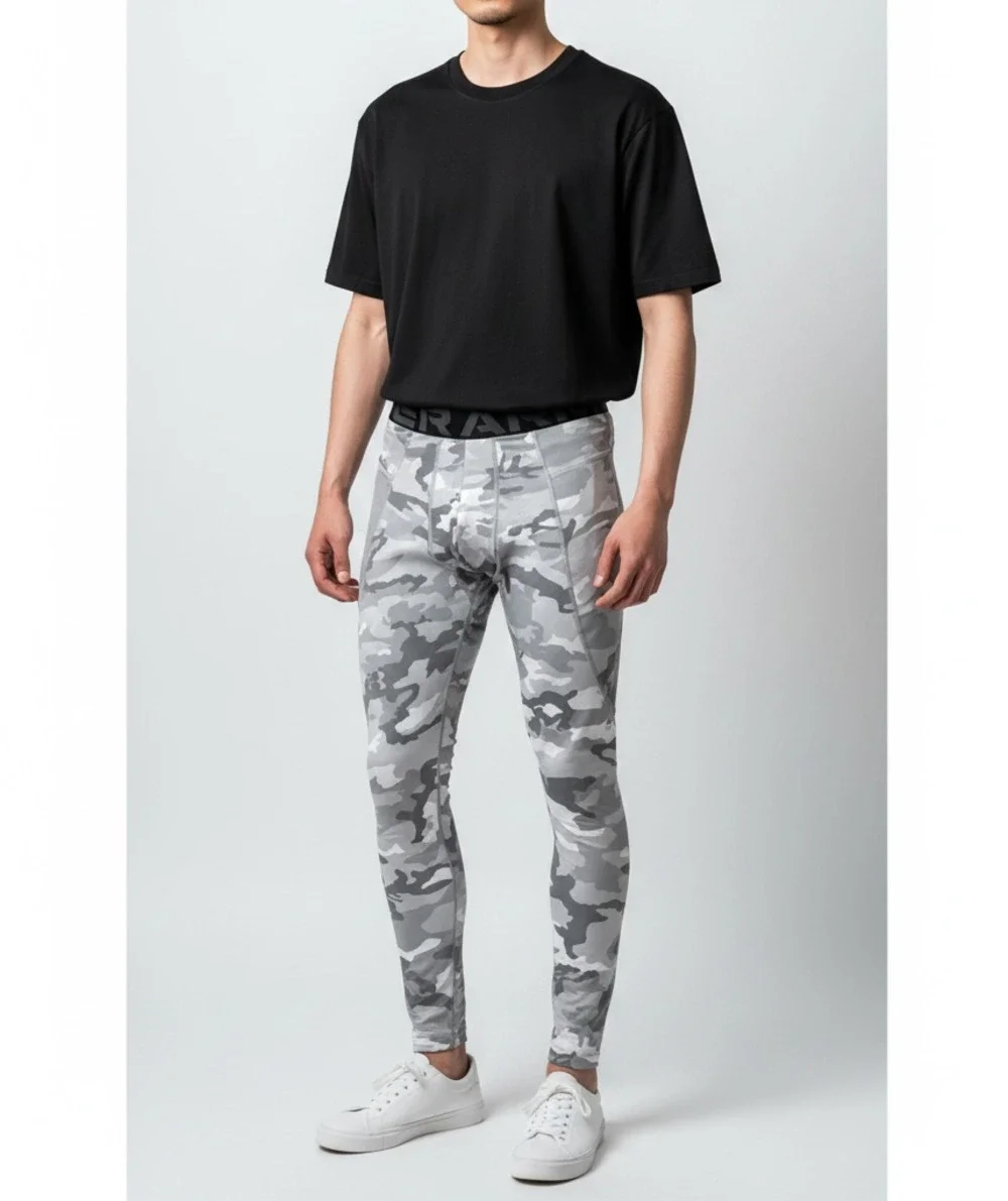 Under Armour Men's Cold Gear Camo Printed Legging White Grey Size XL 1381747-011